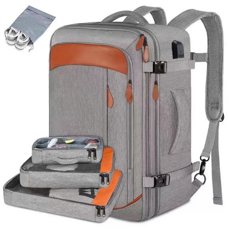 Mochila de Viaje Grandes de 50 L con 3 Cubos de Embalaje para Hombres y Mujeres 8092 Gris