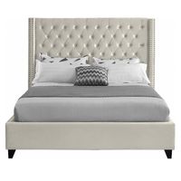 Cama Tapizada Capitoné LeMueble 1.5 Plz Beige