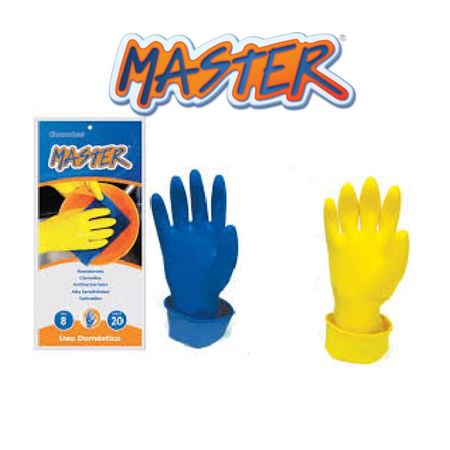 Guante de Uso Doméstico Master Calibre 20 Color Azul Talla L (Pack x3 Pares)