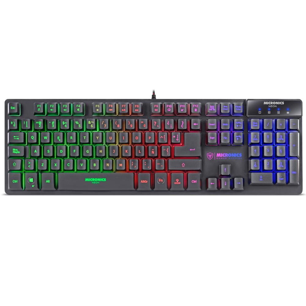 Teclado Gamer Micronics Neon+ MICK709+ Iluminación RGB Negro