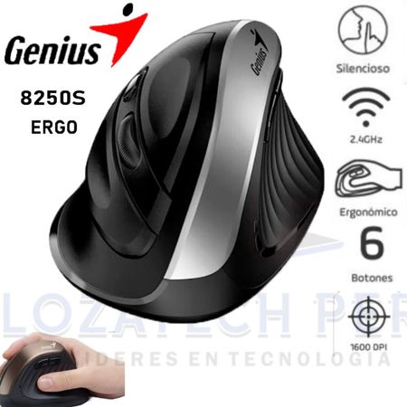 Mouse Genius Ergo 8250S Vertical 6-Bot Ergonómico Silver Gray