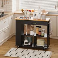 Isla de Cocina con Ruedas Bayóvar Negro R&R MUEBLES