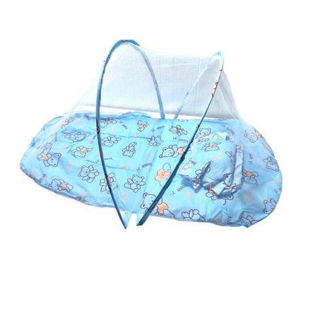 Cuna con Mosquitero para Bebe Generico Osito Celeste