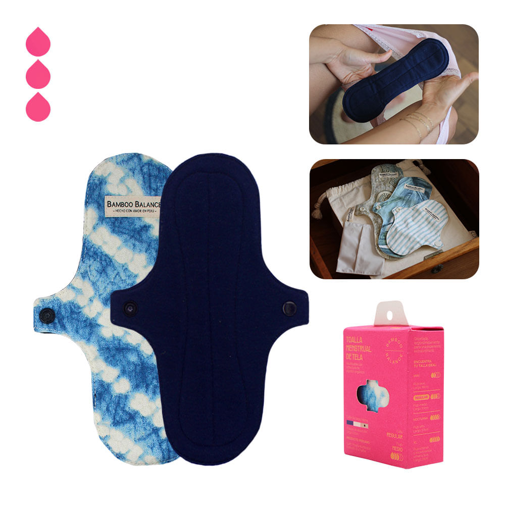 Toalla Higiénica de Tela Bamboo Balance Regular Azul Marino