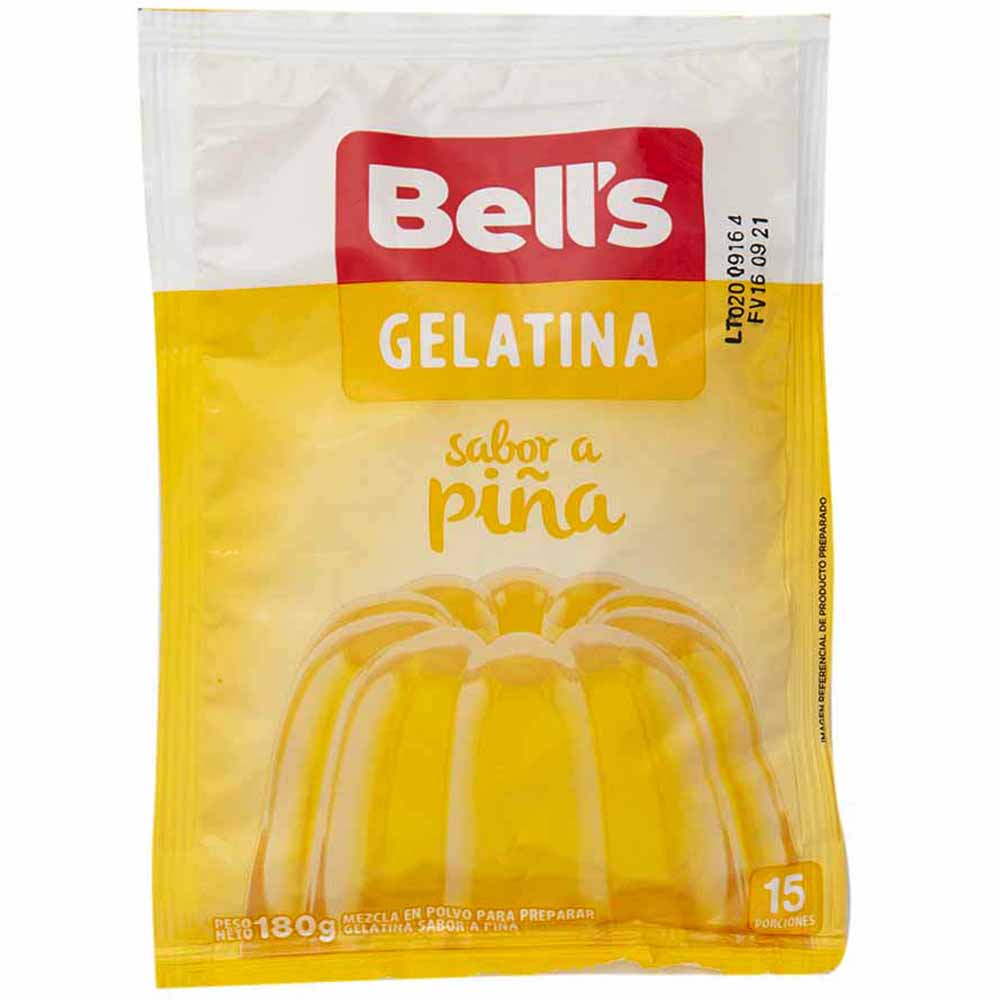 Gelatina BELL'S Sabor a Piña Bolsa 180g