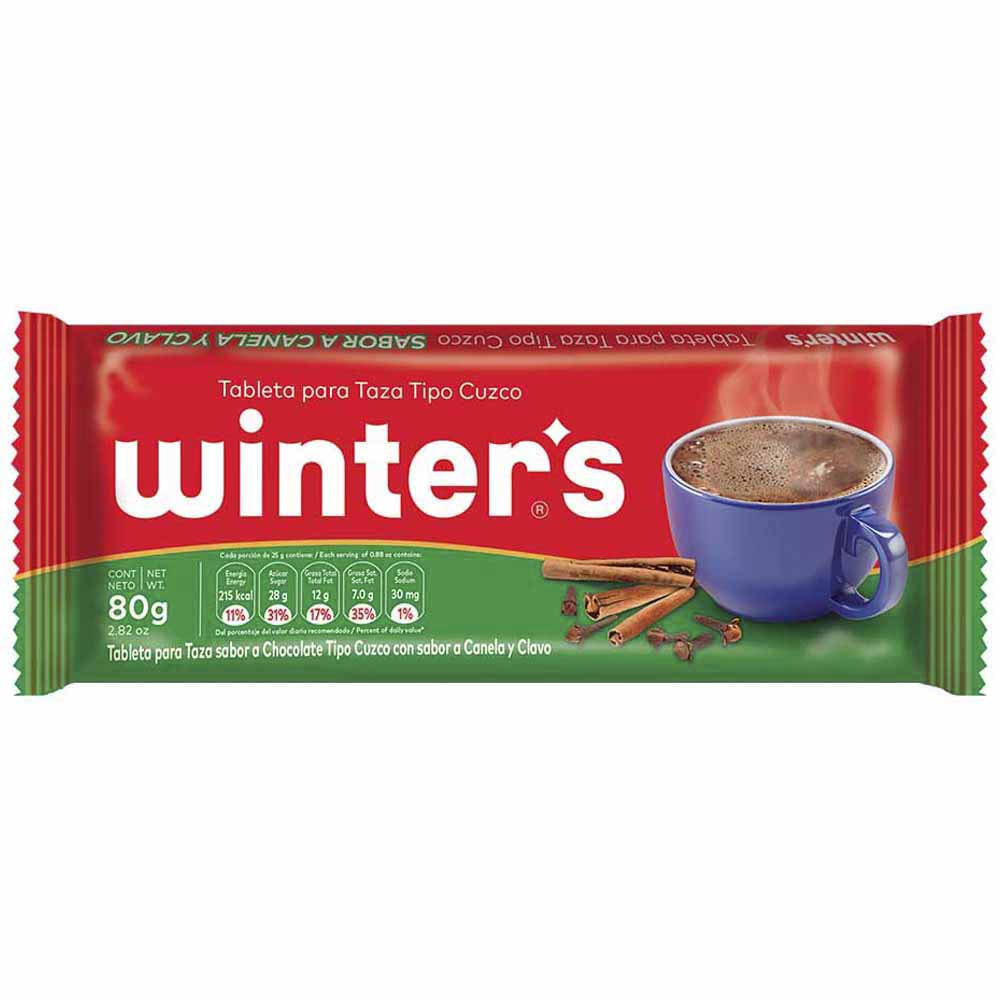 Chocolate para Taza WINTER'S Canela y Clavo Tableta 80g