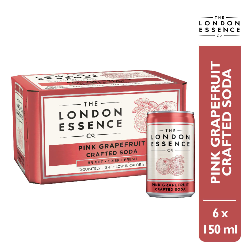 Agua Saborizada con Gas LONDON ESSENCE Pink Soda Lata 150ml Paquete 6un