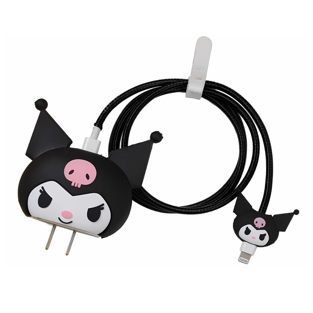Funda Protectora Negro Kuromi Animados 3D para iPhone 18w 20w