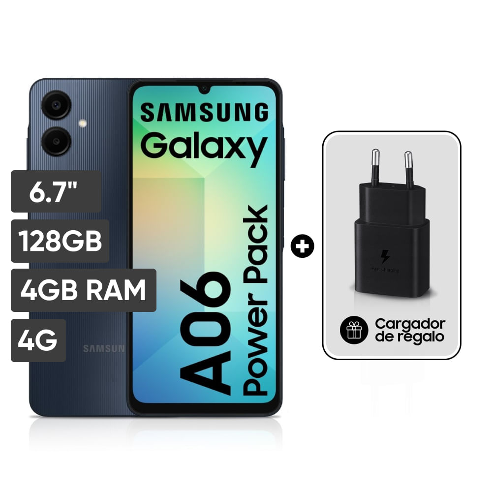 Smartphone SAMSUNG Galaxy A06 POWER PACK 6.7"" 4GB 128GB 50MP Negro