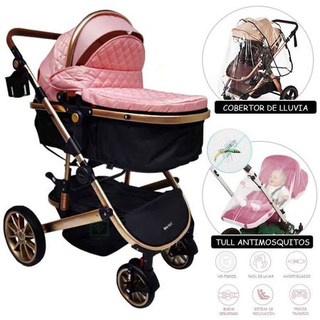 Coche Cuna Moisés Baby Kits  MILÁN  Rosado Coche Cuna Moisés Baby Kits MILÁN Rosado