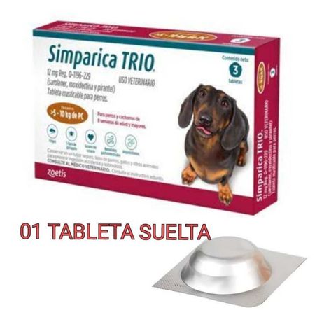 Simparica Trio 5 A 10 Kg 01 Tableta Suelta Antipulgas Perro