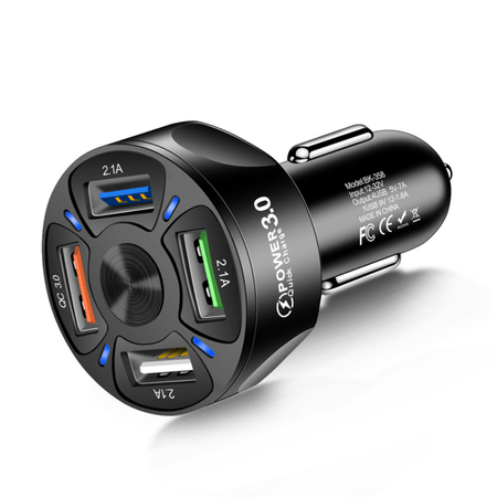 Cargador De Auto Usb 4 Puertos 18w Para Teléfono 3.0 A