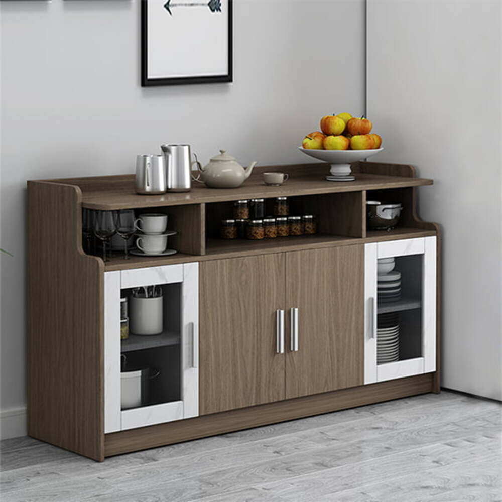 Mueble Organizador de Cocina Moderno Sophia 4 Puertas Marrón R&R MUEBLES