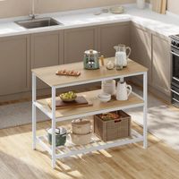 Isla de Cocina Moderna Alessio Marrón Claro/Blanco R&R MUEBLES