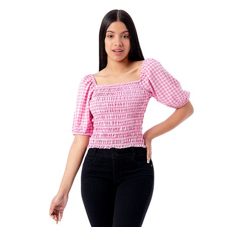 Blusa Lulem Cuadros Mujer Pionier Fucsia M