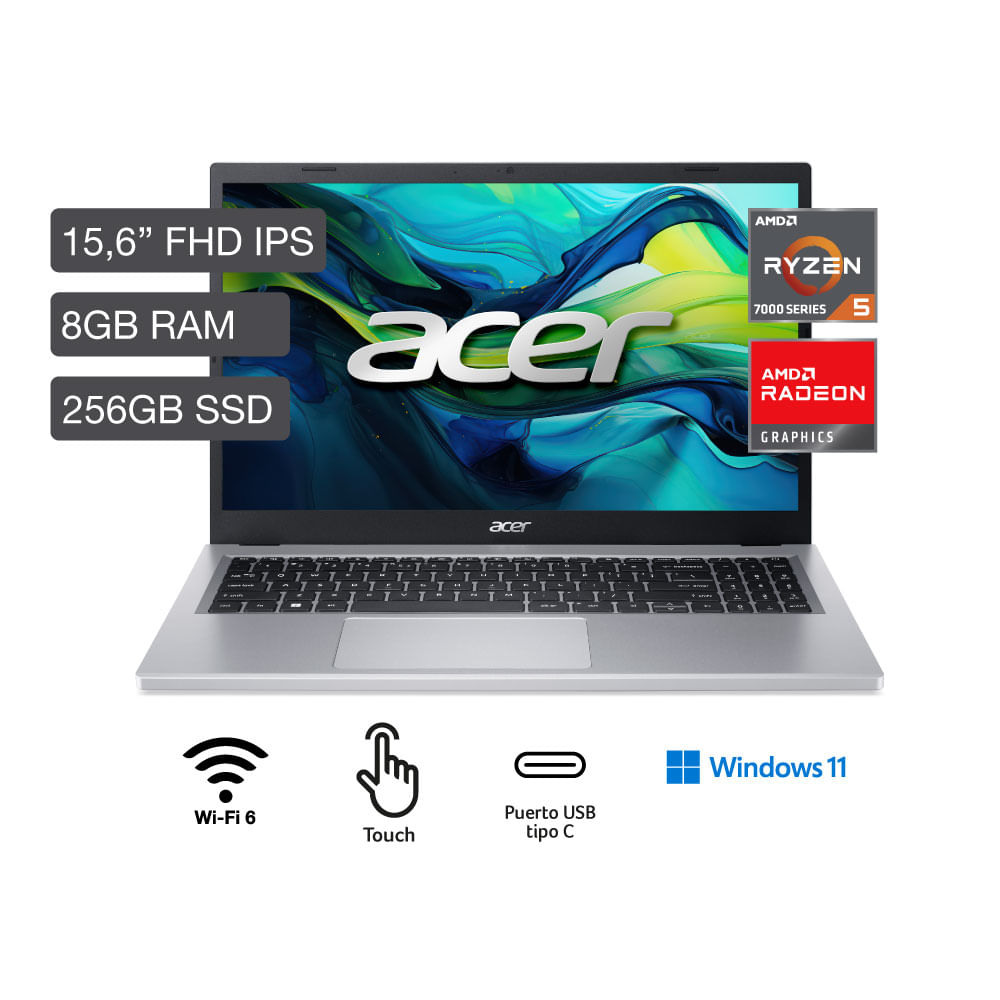 Notebook ACER Aspire 3 A315-24PT-R4YV 15.6"" AMD Ryzen 5 (7000 series) 8GB 256GB SSD