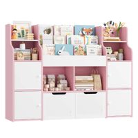 Estante Librero Juguetero Infantil Brandy Rosa y Blanco Muebles Bonno