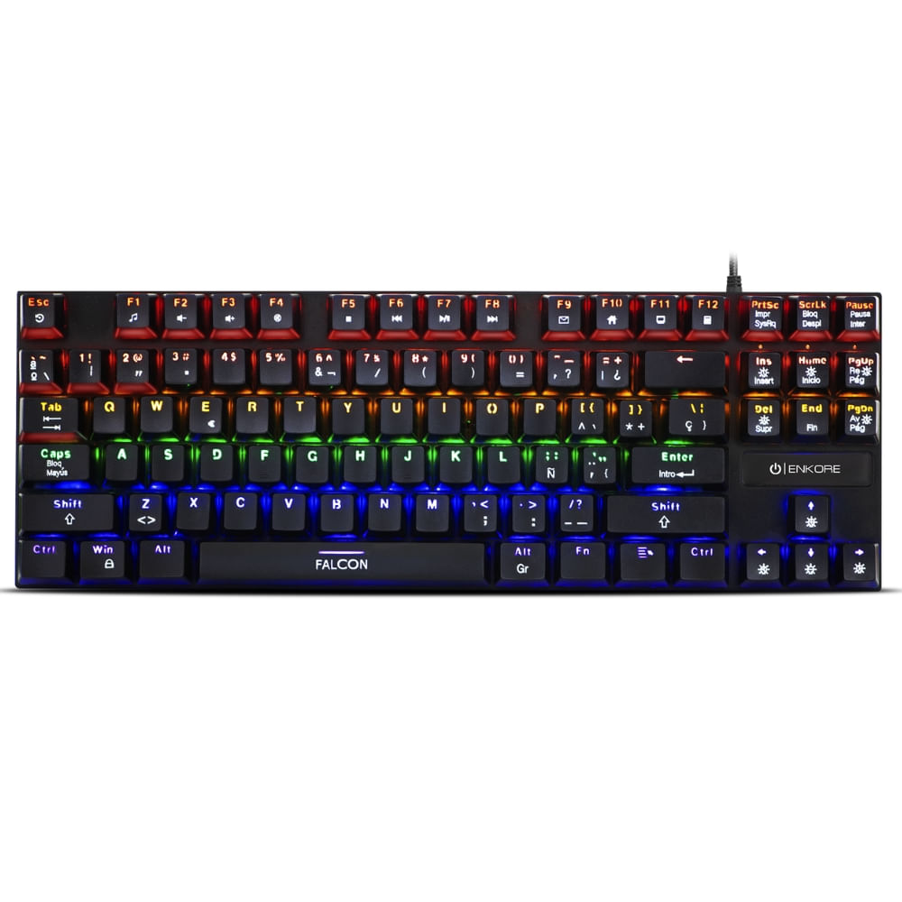 Teclado Mecanico Enkore Falcon 87 ENK 1005 Alambrico Iluminación RGB Switch Azul