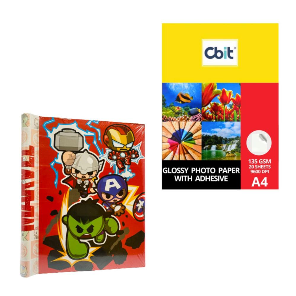 Album 40 fotos 18x26 cm y Papel Fotografico 20 hjs A4