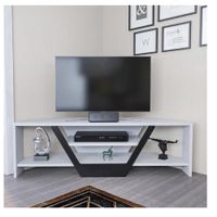 Mesa de TV 55"" para Esquina Nazca TU MESITA Melamina 18mm color Blanco/Negro
