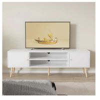 Mesa de TV Multiusos 70"" TU MESITA Klaun Melamina 18mm color Blanco 2 cajones