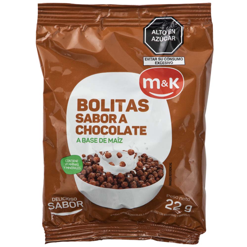 Cereal M&K Bolitas de Chocolate Bolsa 22g Tira 12un
