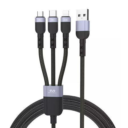 Cable de celular usb 66w 3 en 1 Negro Miccell