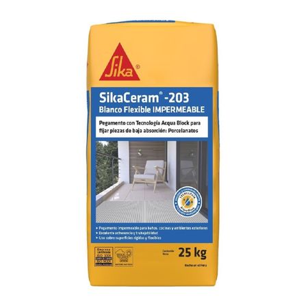 Adhesivo Blanco flexible impermeable x 25kg Sika