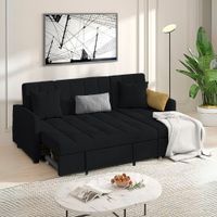 Sofá Cama Multifuncional Veles con Almohadas 4 cuerpos - Negro