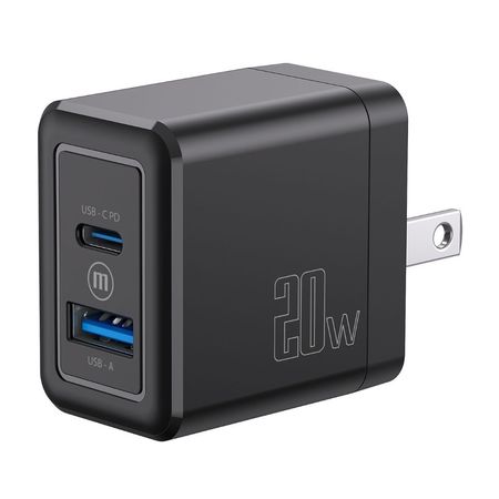 Cargador de Pared 20W USB-A + USB-C Negro Maxell