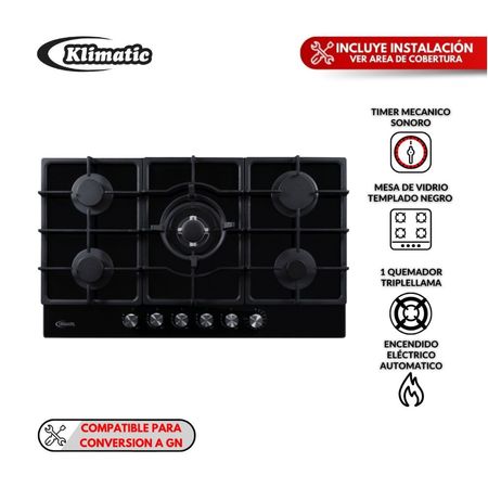 Cocina empotrable Klimatic Trevi 90 Negra 90cm