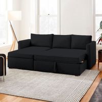Sofá Cama Multifuncional Kozani 3 cuerpos - Negro