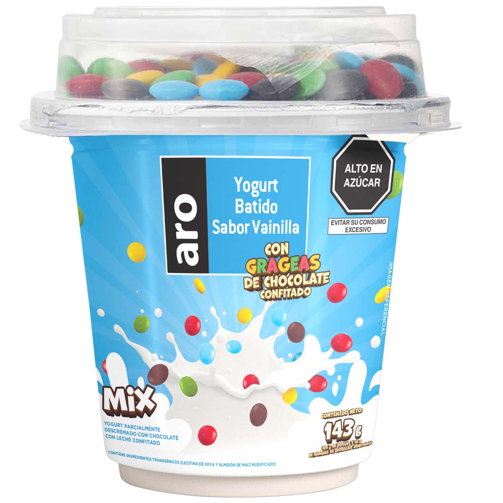 Yogurt Vainilla Mix con Grajeas Colores ARO Vaso 125g