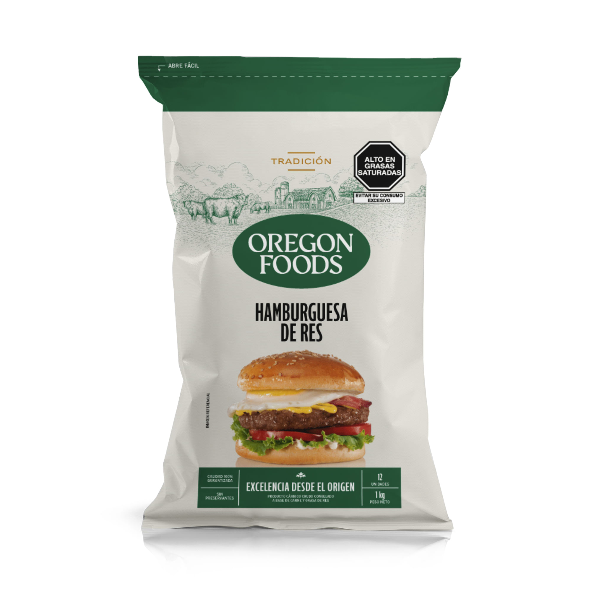 Hamburguesa de Res OREGON FOOD'S Caja 12un
