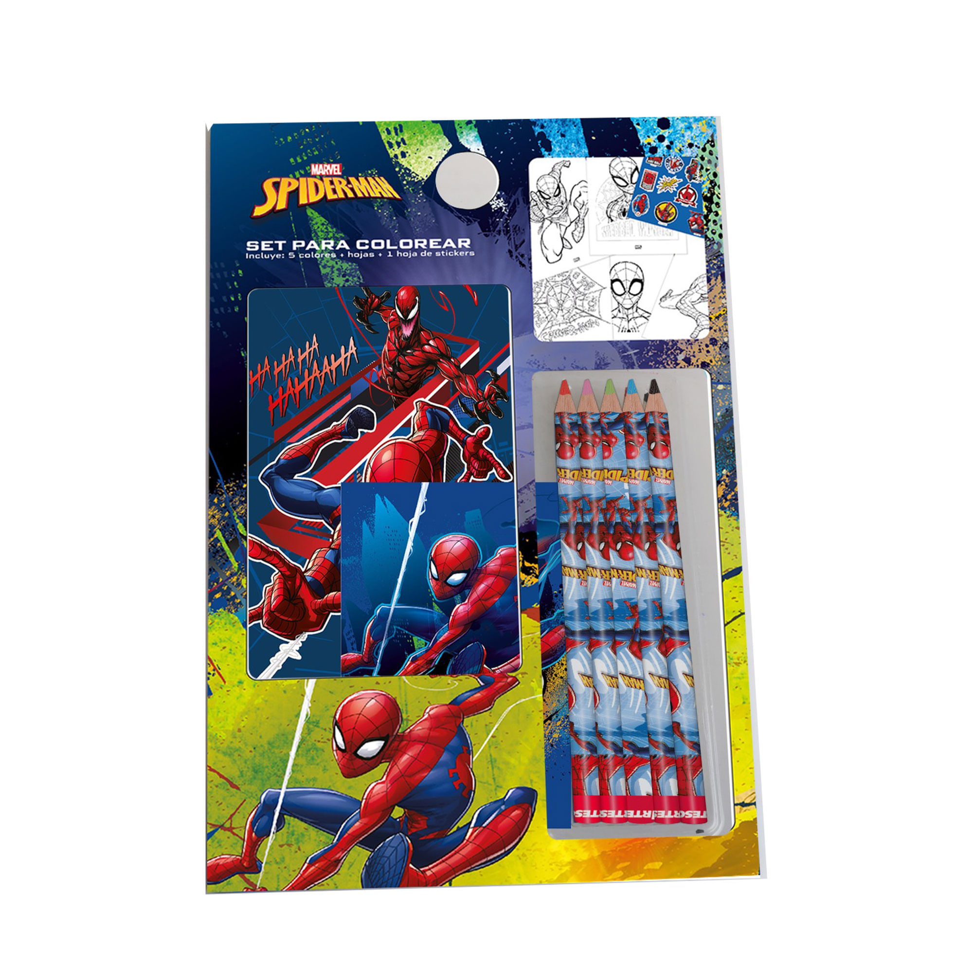 Set para Colorear Spiderman + 5 Colores ARTESCO
