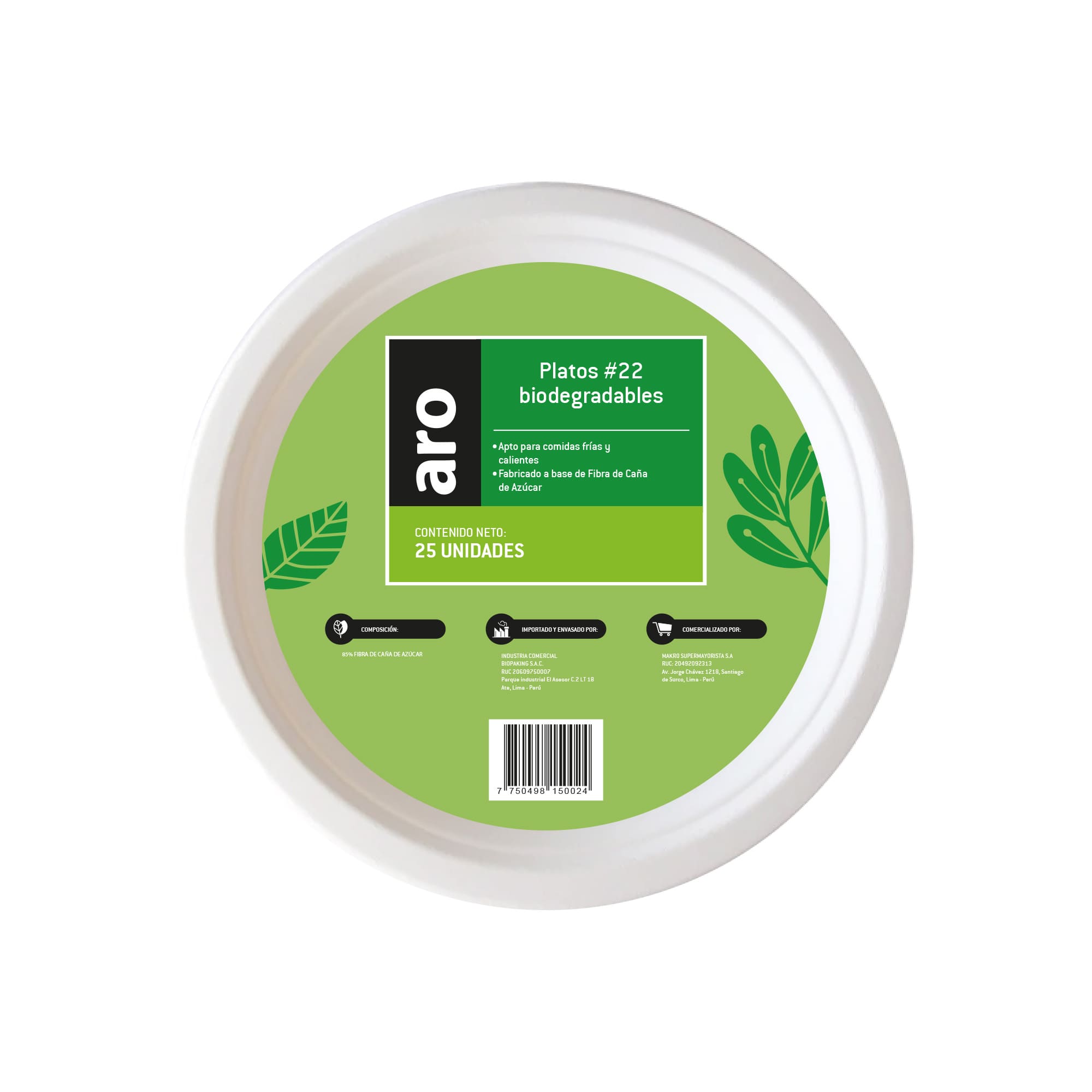 Plato Fibra de Caña ARO N22 224x224x42mm