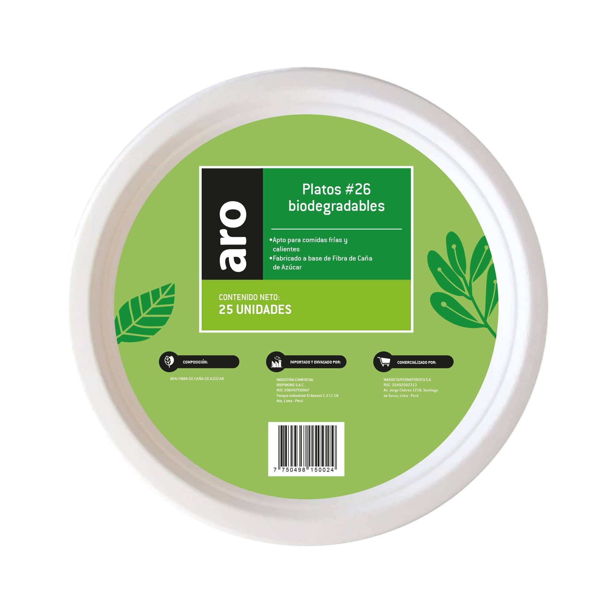 Plato Fibra de Caña ARO N26 256x256x42mm