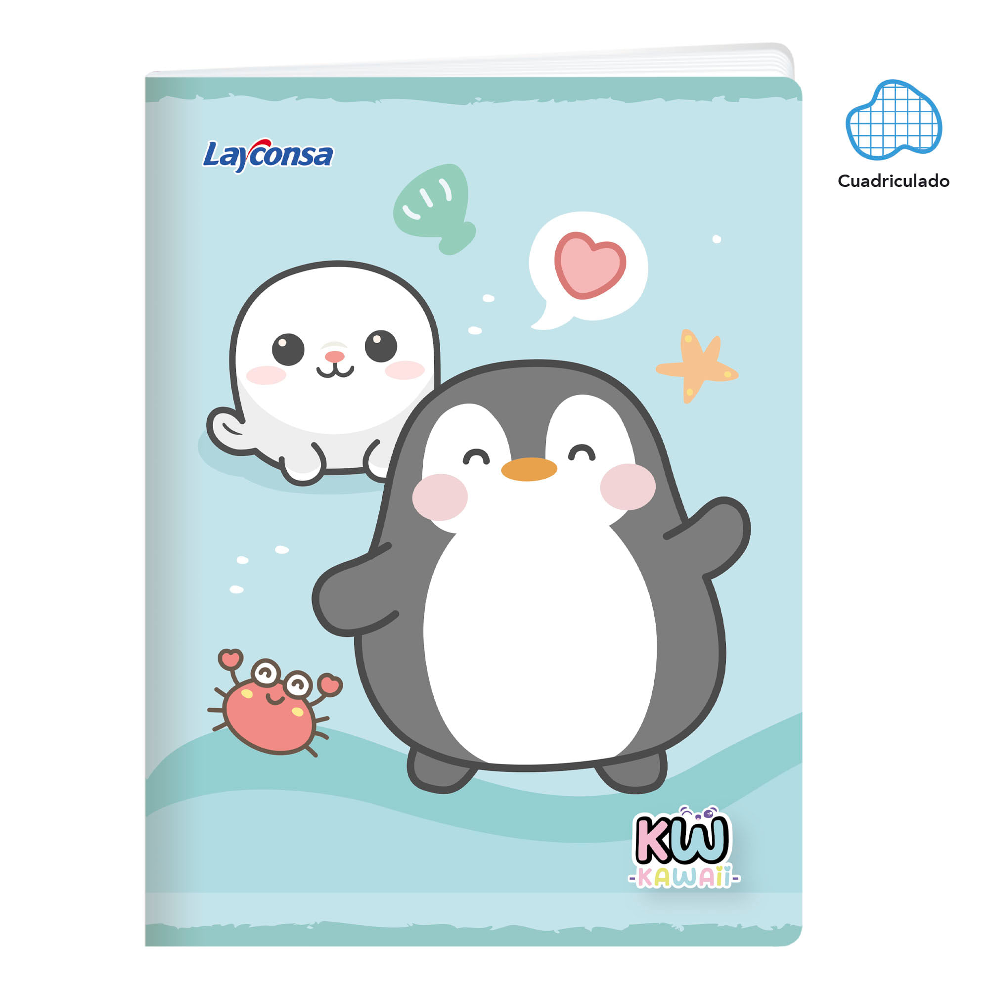Cuaderno LAYCONSA Grapado Cuadriculado Kawaii 80 Hojas