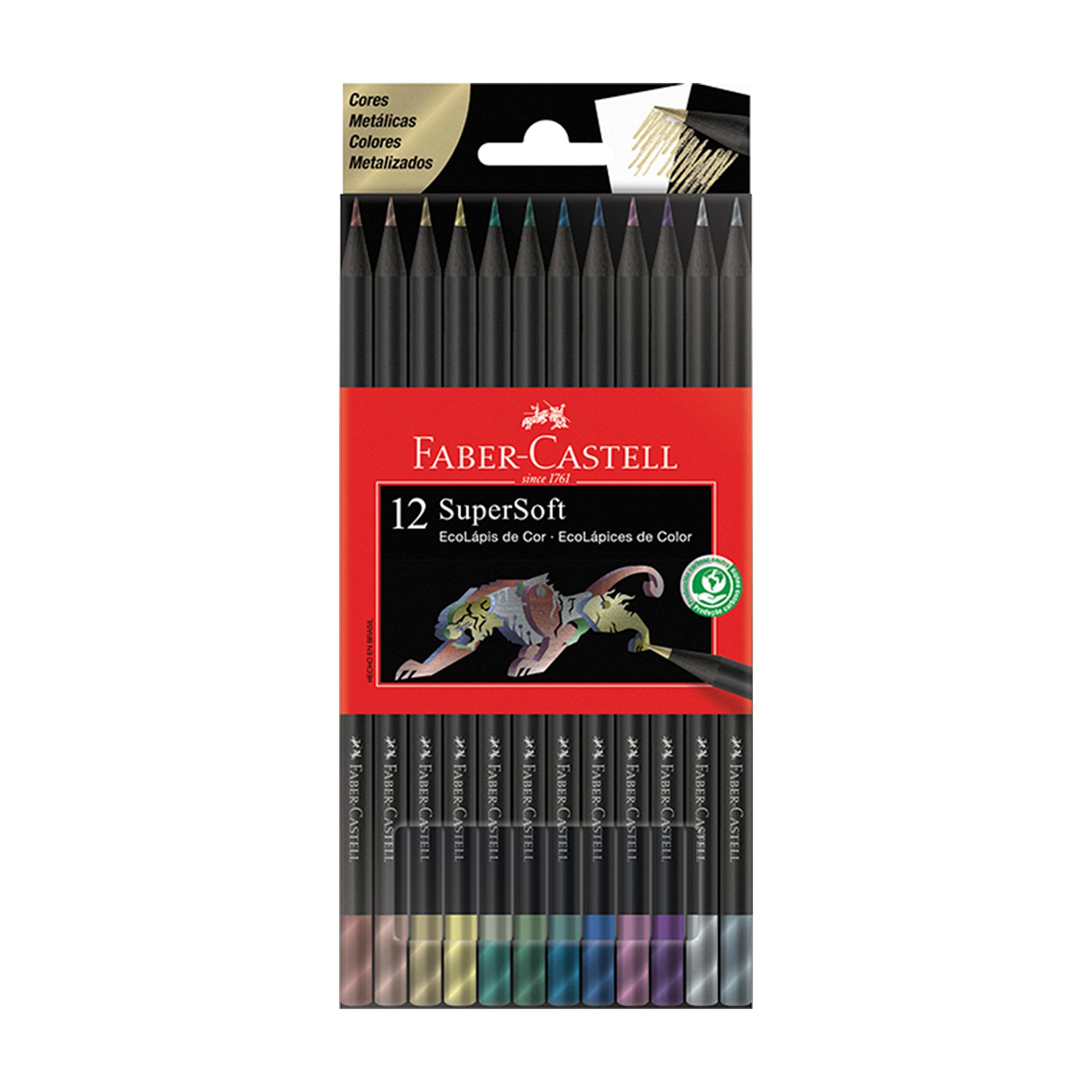 Lápices FABER CASTELL Eco-Lápices SuperSoft Colores Metalizados 12un