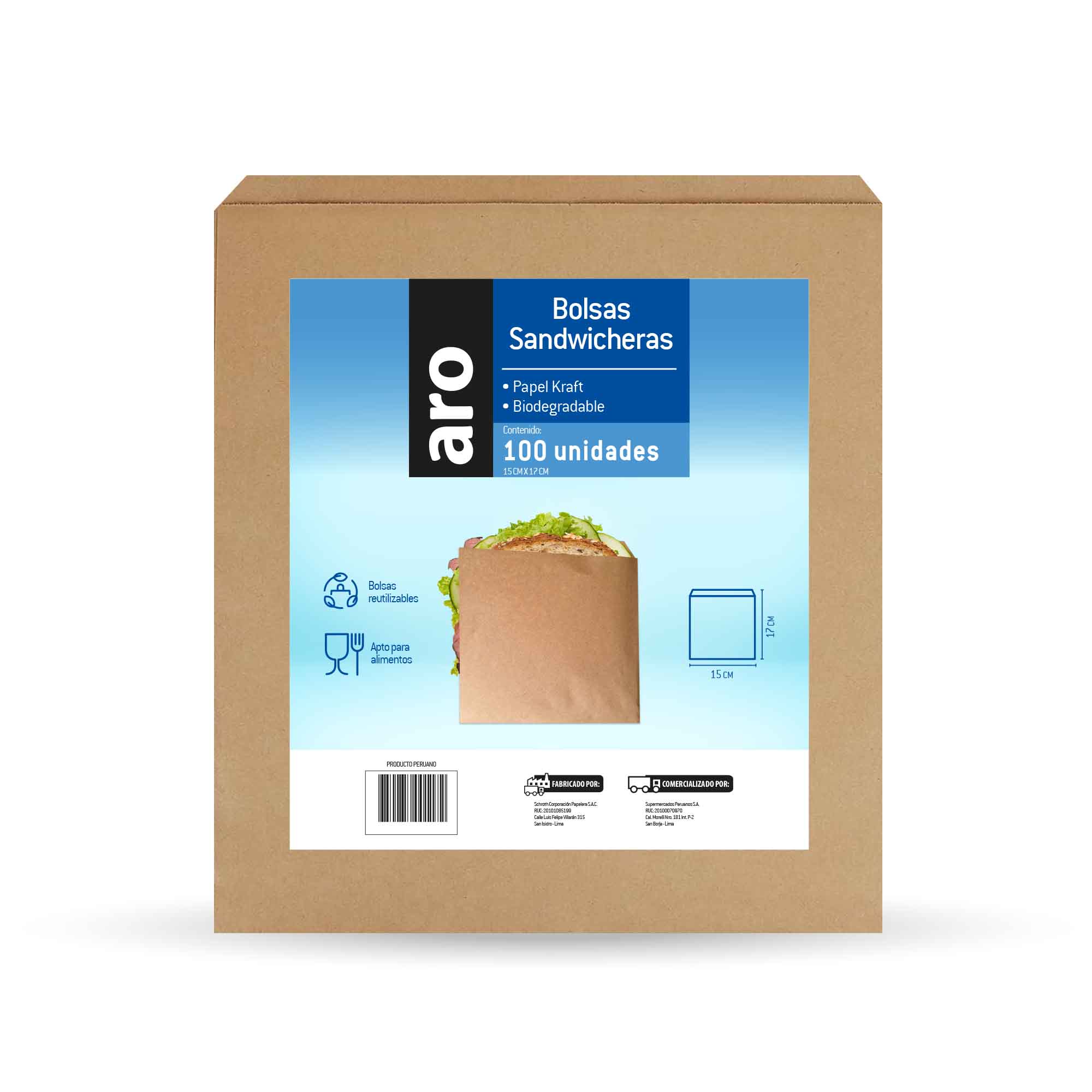 Bolsa Sanguchera ARO 15x17cm 100un