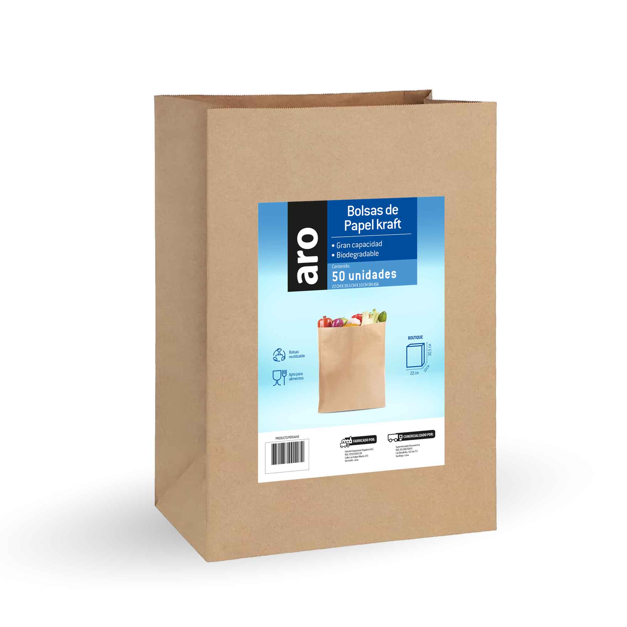 Bolsa Kraft ARO 22x30.5x17 50un