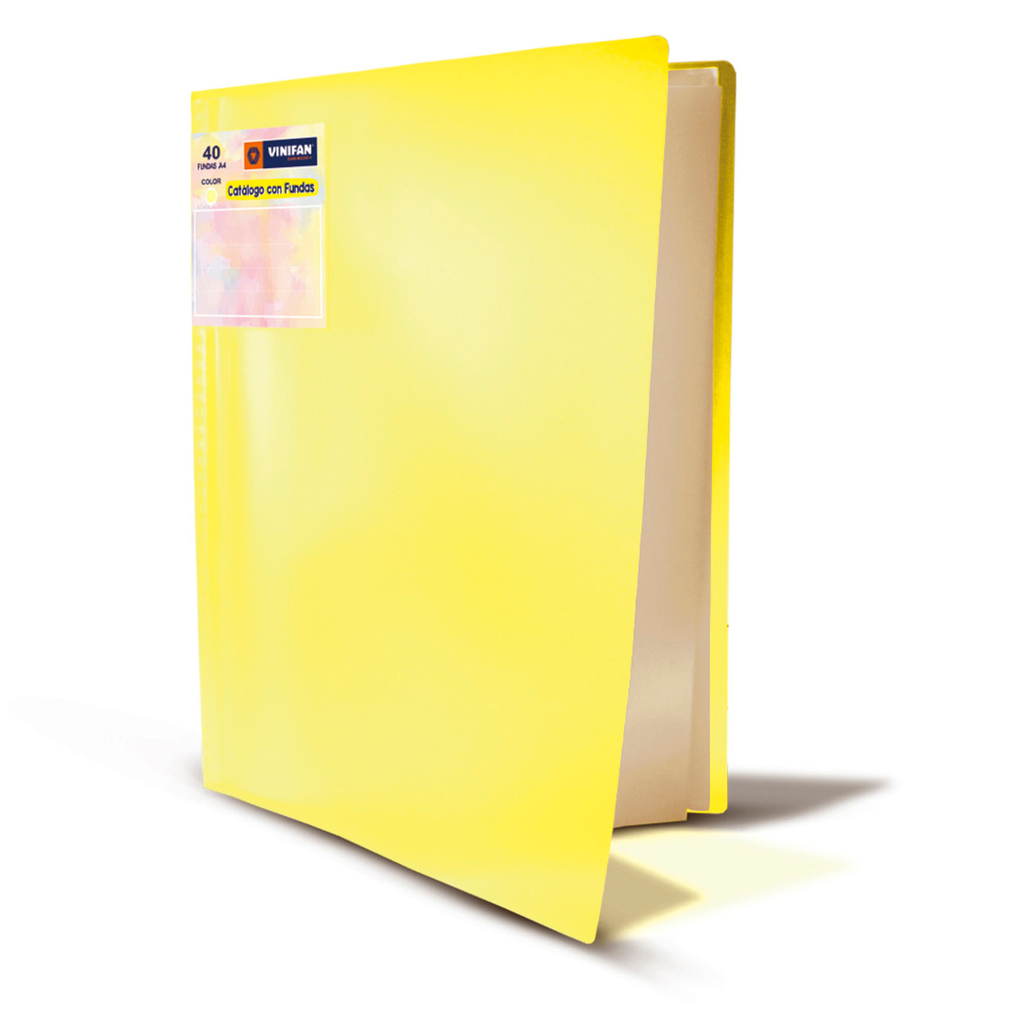 Catálogo con Fundas VINIFAN A4 Color Amarrillo Pastel 40un
