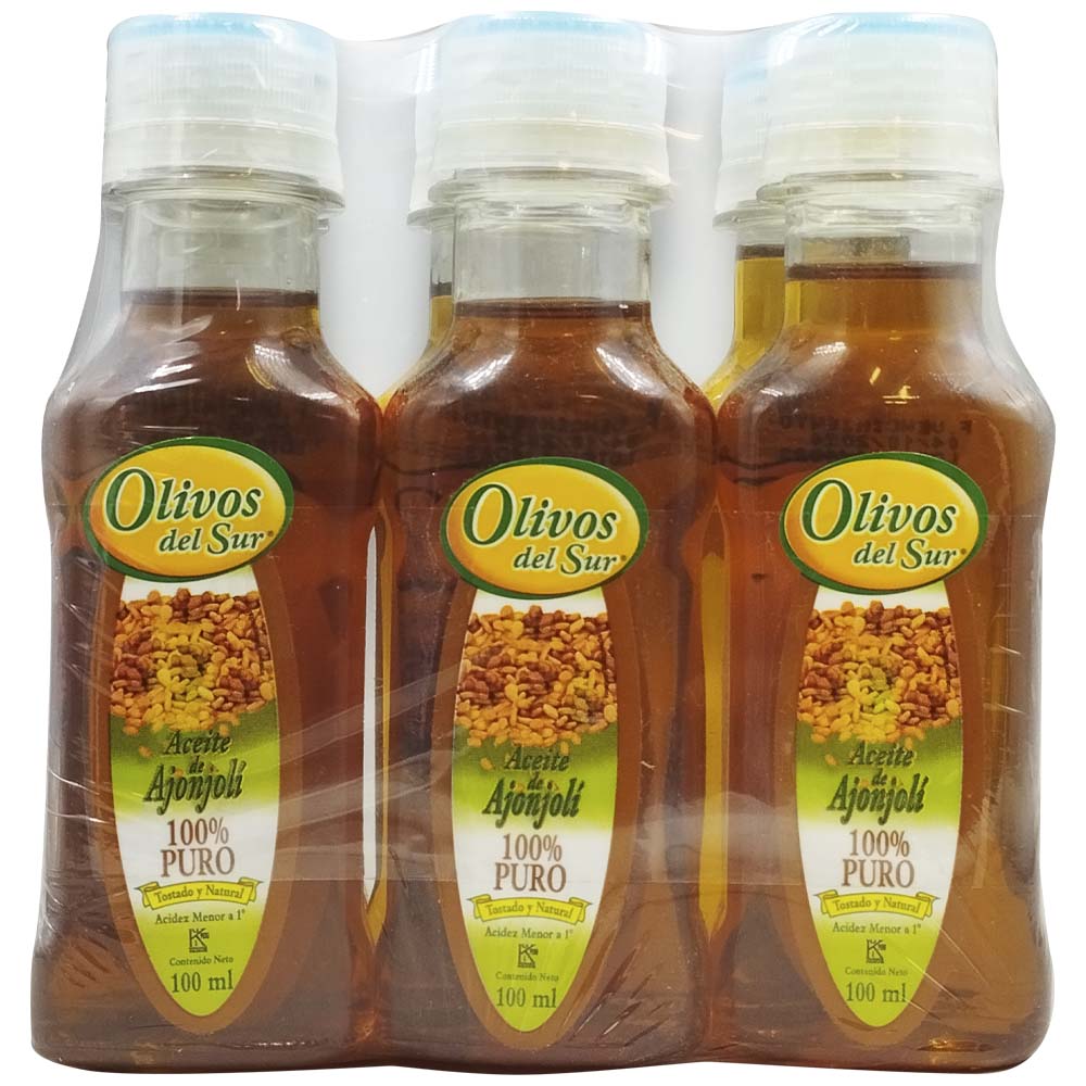 Aceite de Ajonjolí OLIVOS DEL SUR Botella 100ml Paquete 6un
