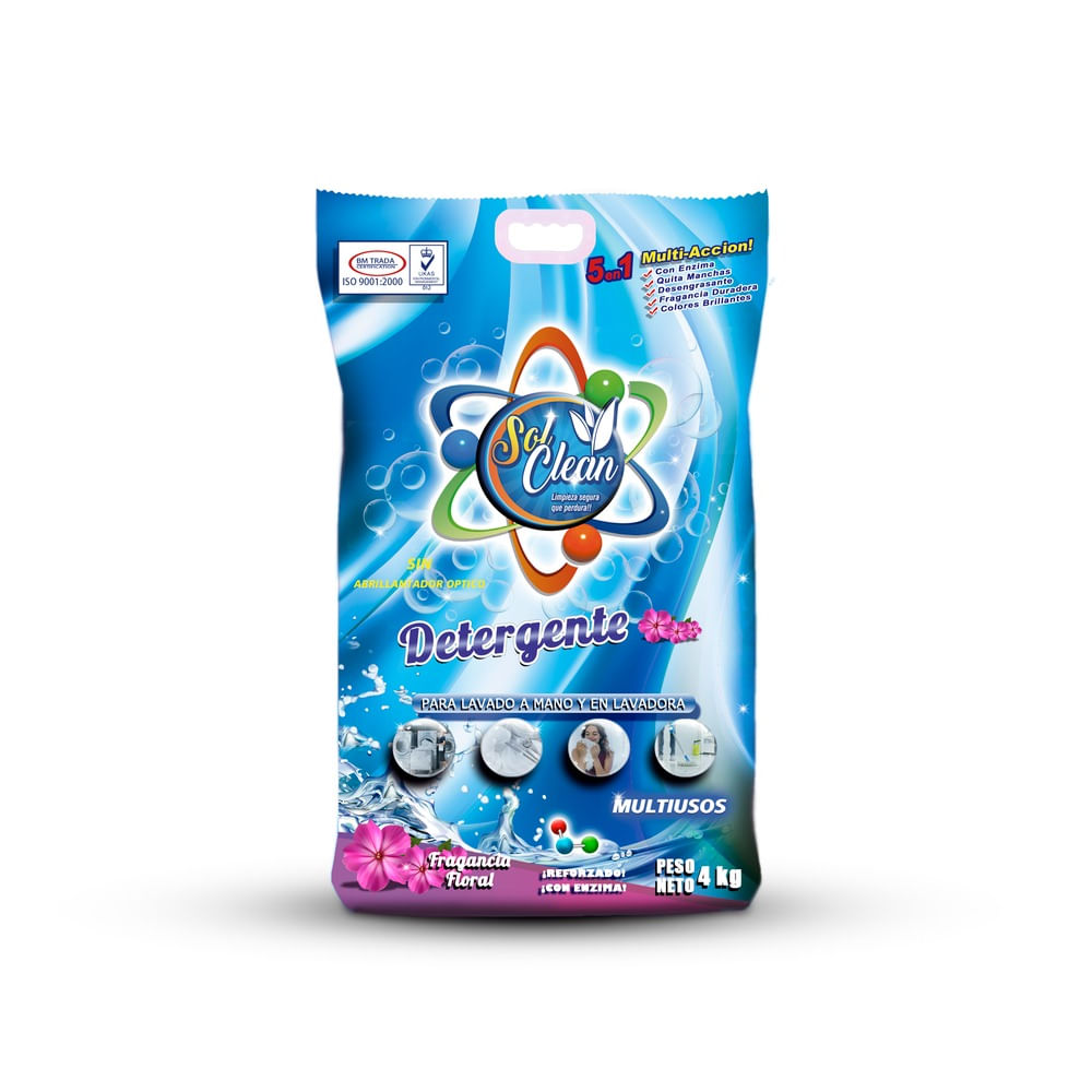 Detergente Polvo Sol Clean Aroma Floral Bolsa 4Kg