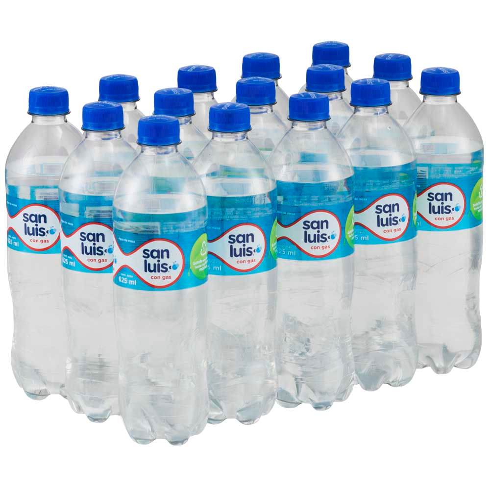 Agua Mineral SAN LUIS Con Gas Paquete 15 Botellas 625ml c/u