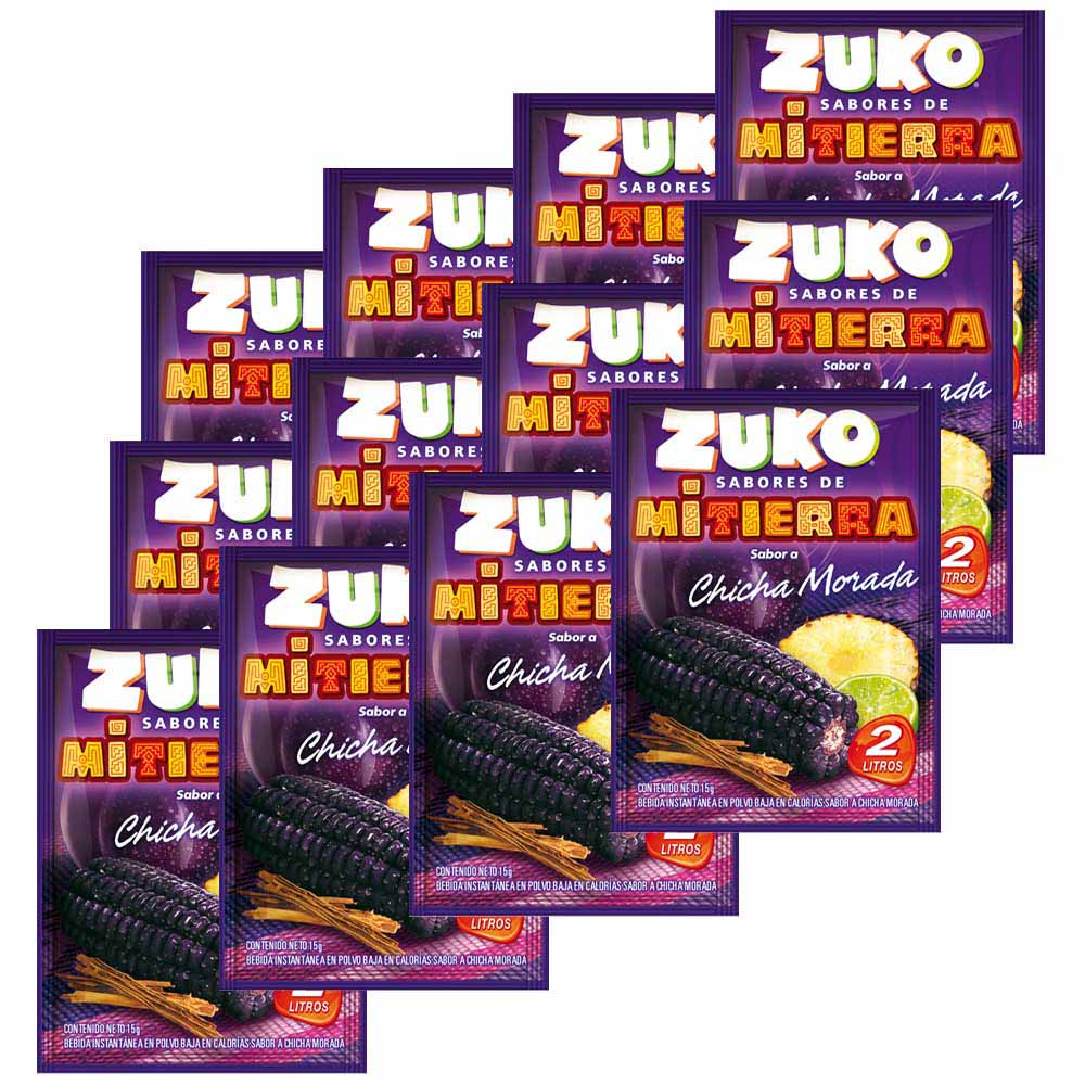 Bebida Instantánea en Polvo ZUKO Sabores de mi Tierra Chicha Morada Caja 12 Sobres 15g c/u