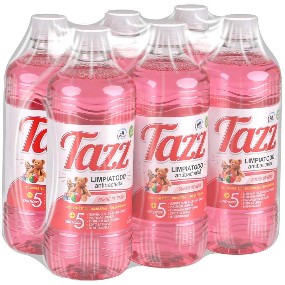 Limpiatodo Antibacterial TAZZ Bebé Paquete 6 Botellas 650ml c/u