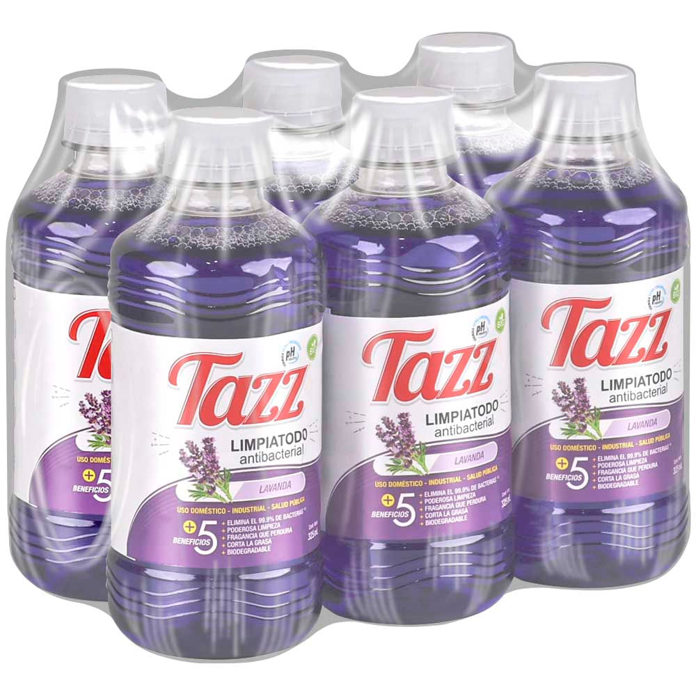 Limpiatodo Antibacterial TAZZ Lavanda Paquete 6 Botellas 325ml c/u