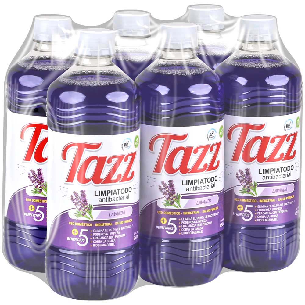 Limpiatodo Antibacterial TAZZ Lavanda Paquete 6 Botellas 650ml c/u
