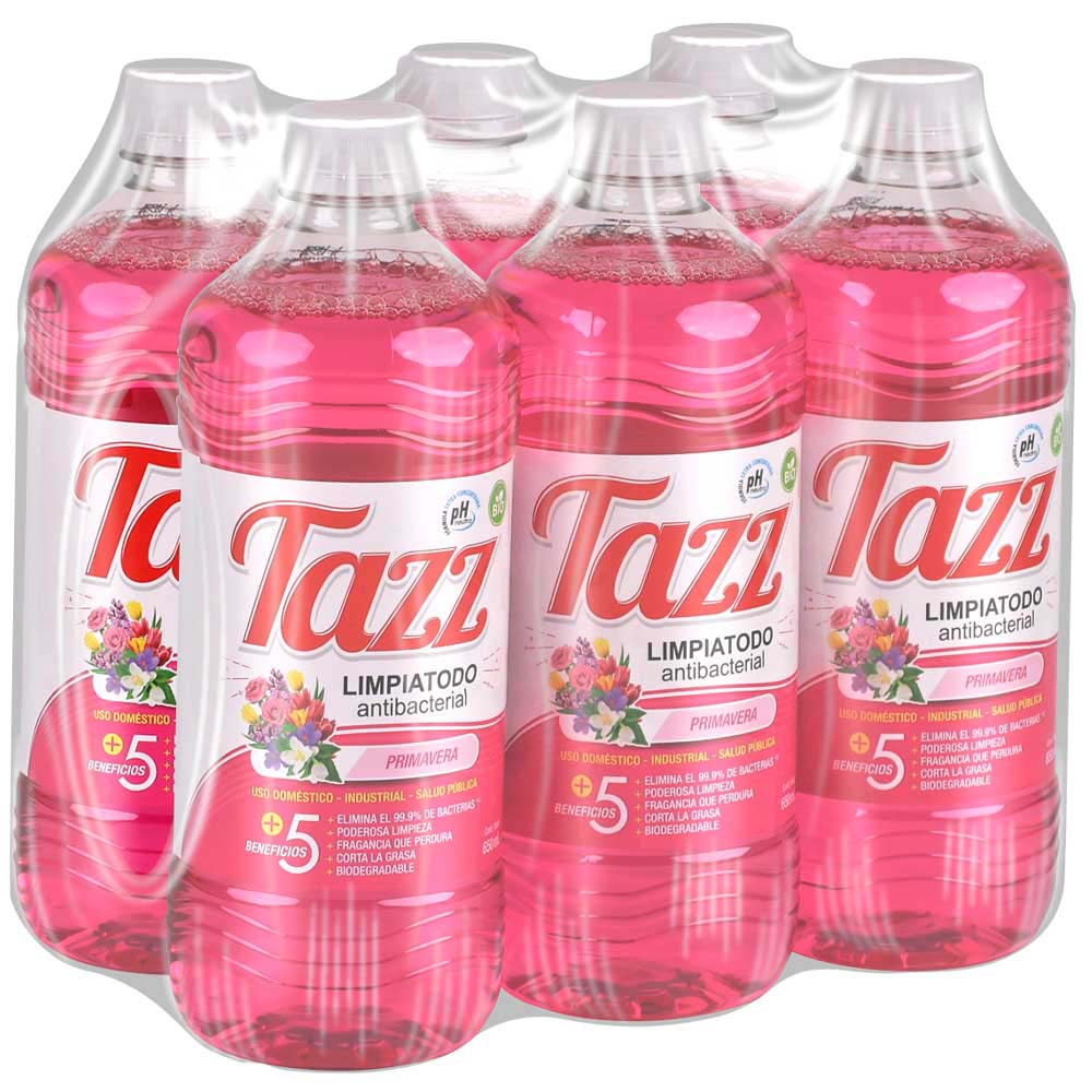 Limpiatodo Antibacterial TAZZ Primavera Paquete 6 Botellas 650ml c/u